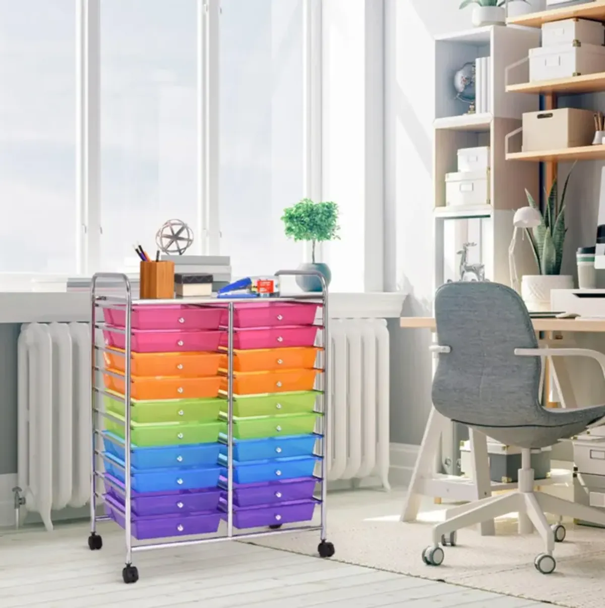 Hivvago 20 Drawers Rolling Storage Cart Studio Organizer