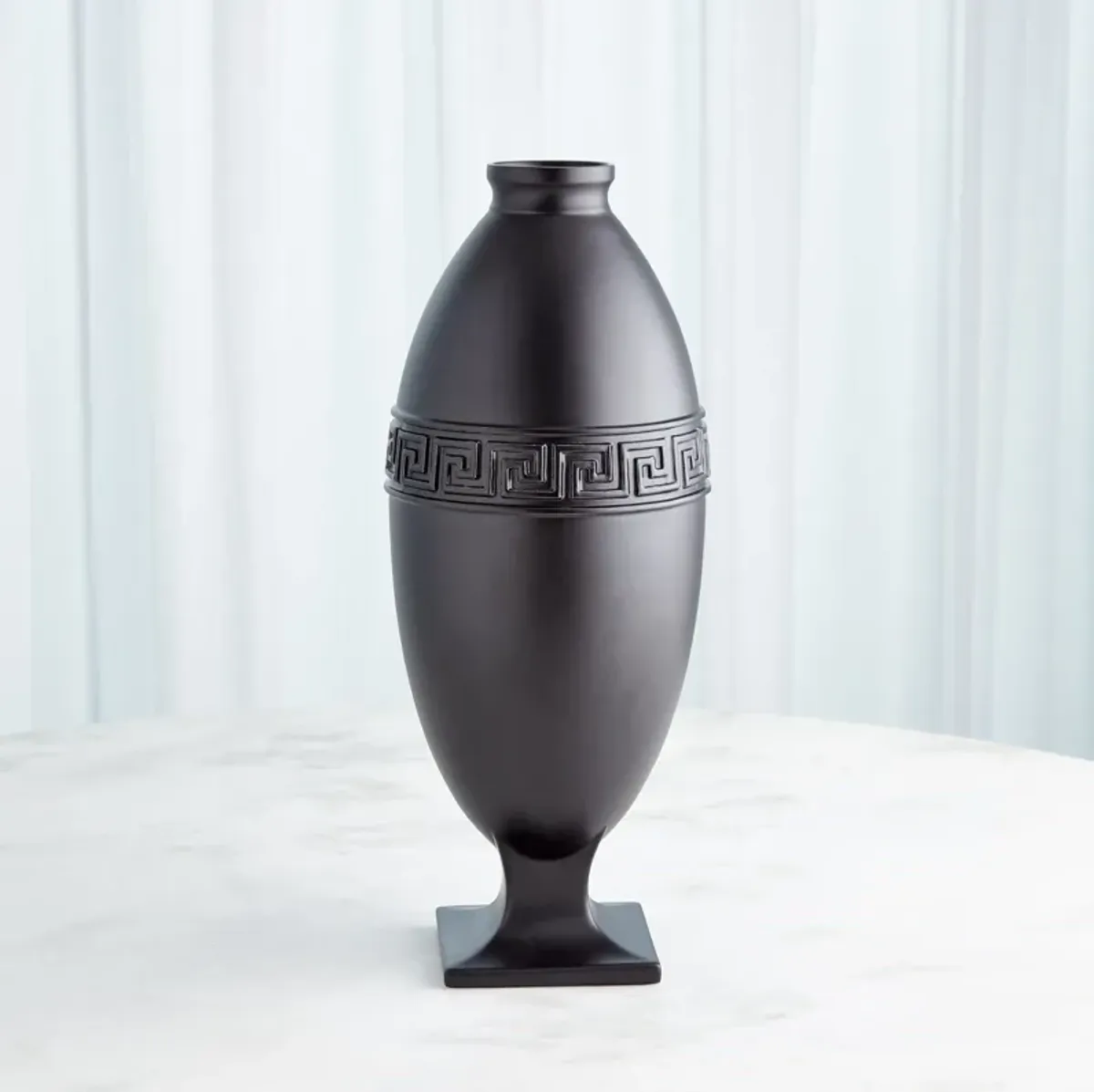 Greek Key Vase-Black-Large