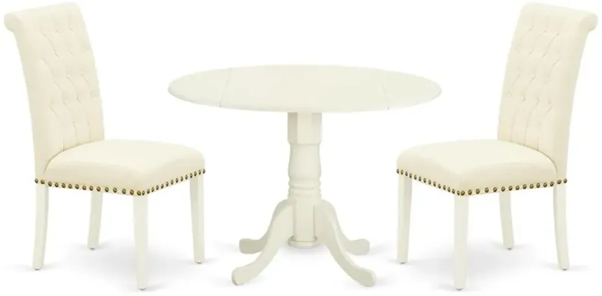 Dining Room Set Linen White, DLBR3-WHI-02