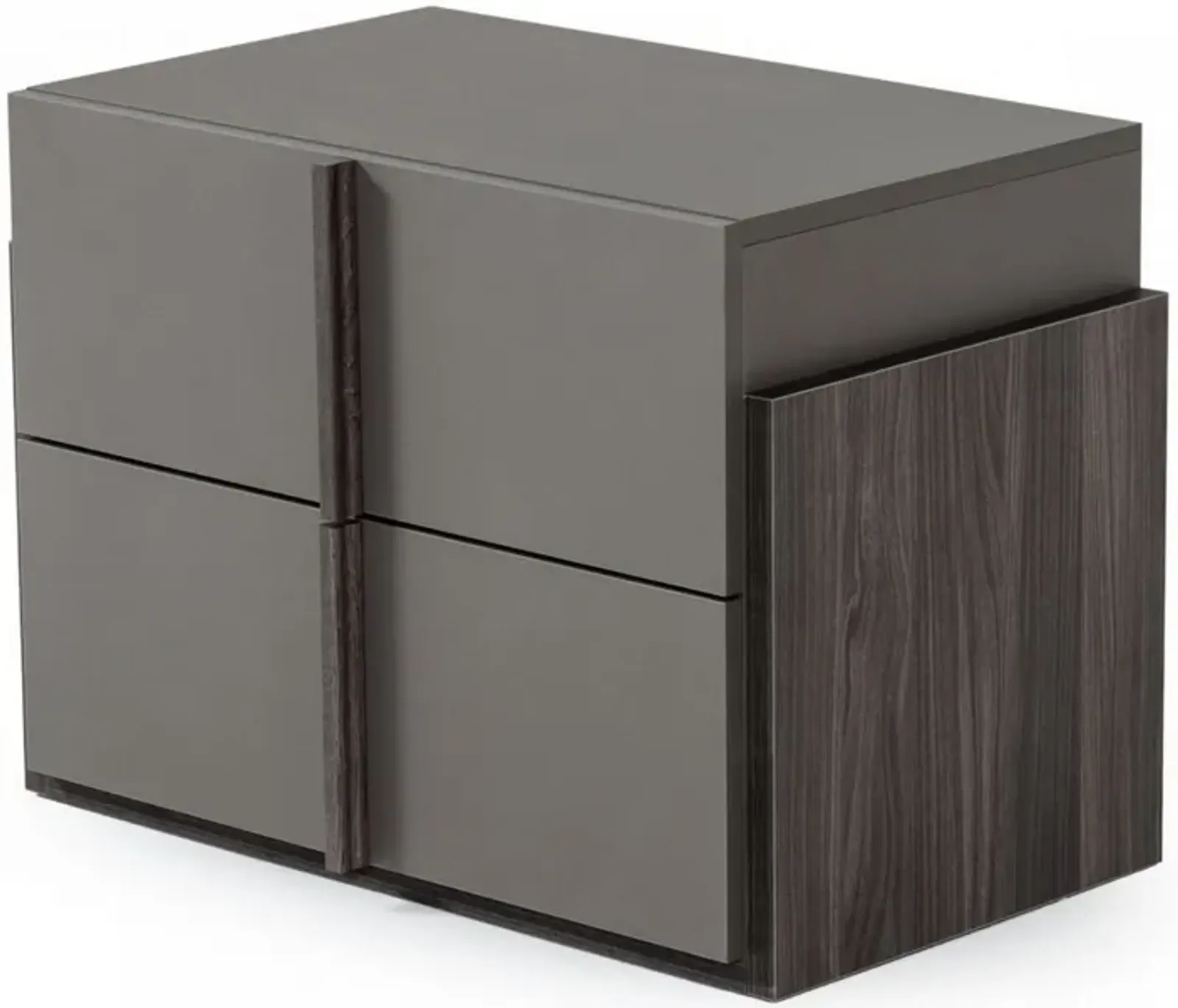 Wooden Frame Nightstand with 2 Self Closing Drawers, Gray-Benzara