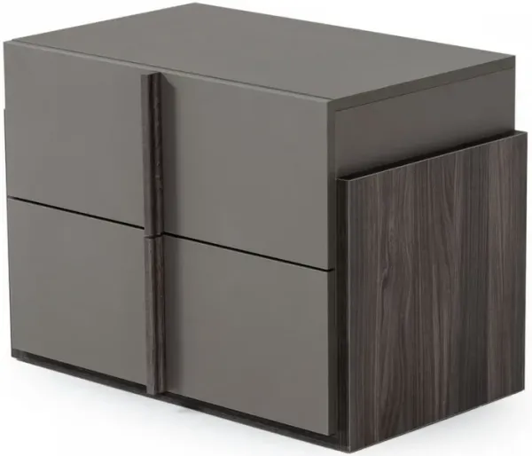 Wooden Frame Nightstand with 2 Self Closing Drawers, Gray - Benzara