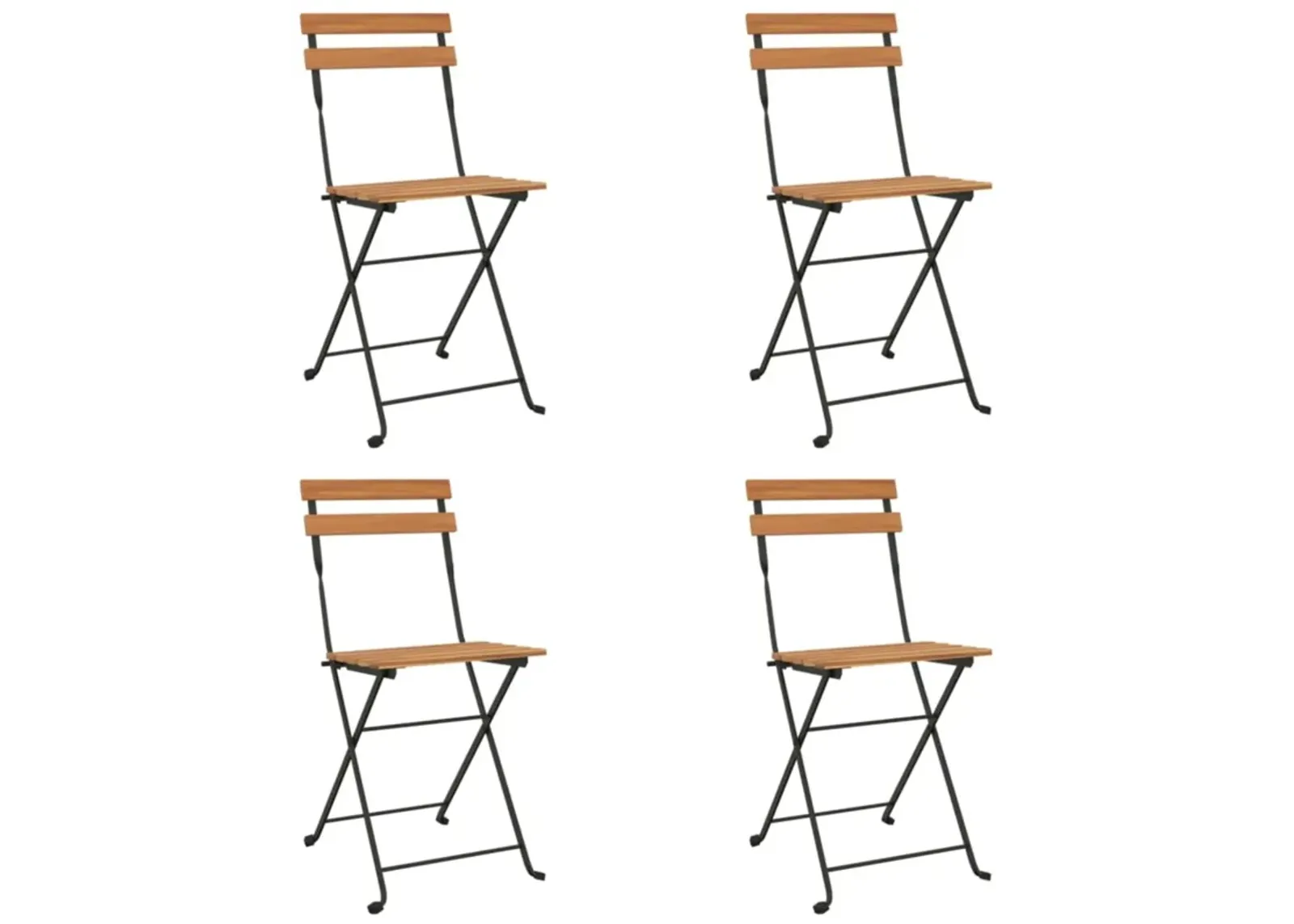 vidaXL Folding Bistro Chairs 4 pcs Solid Wood Teak and Steel