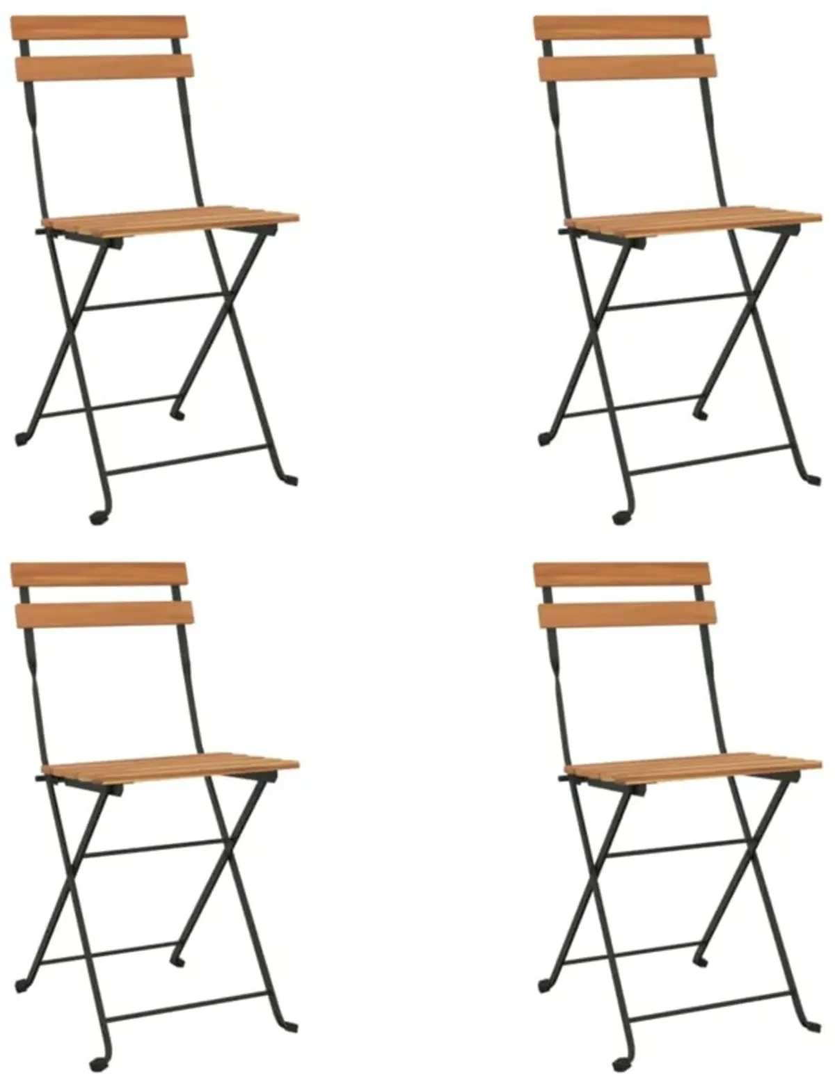 vidaXL Folding Bistro Chairs 4 pcs Solid Wood Teak and Steel