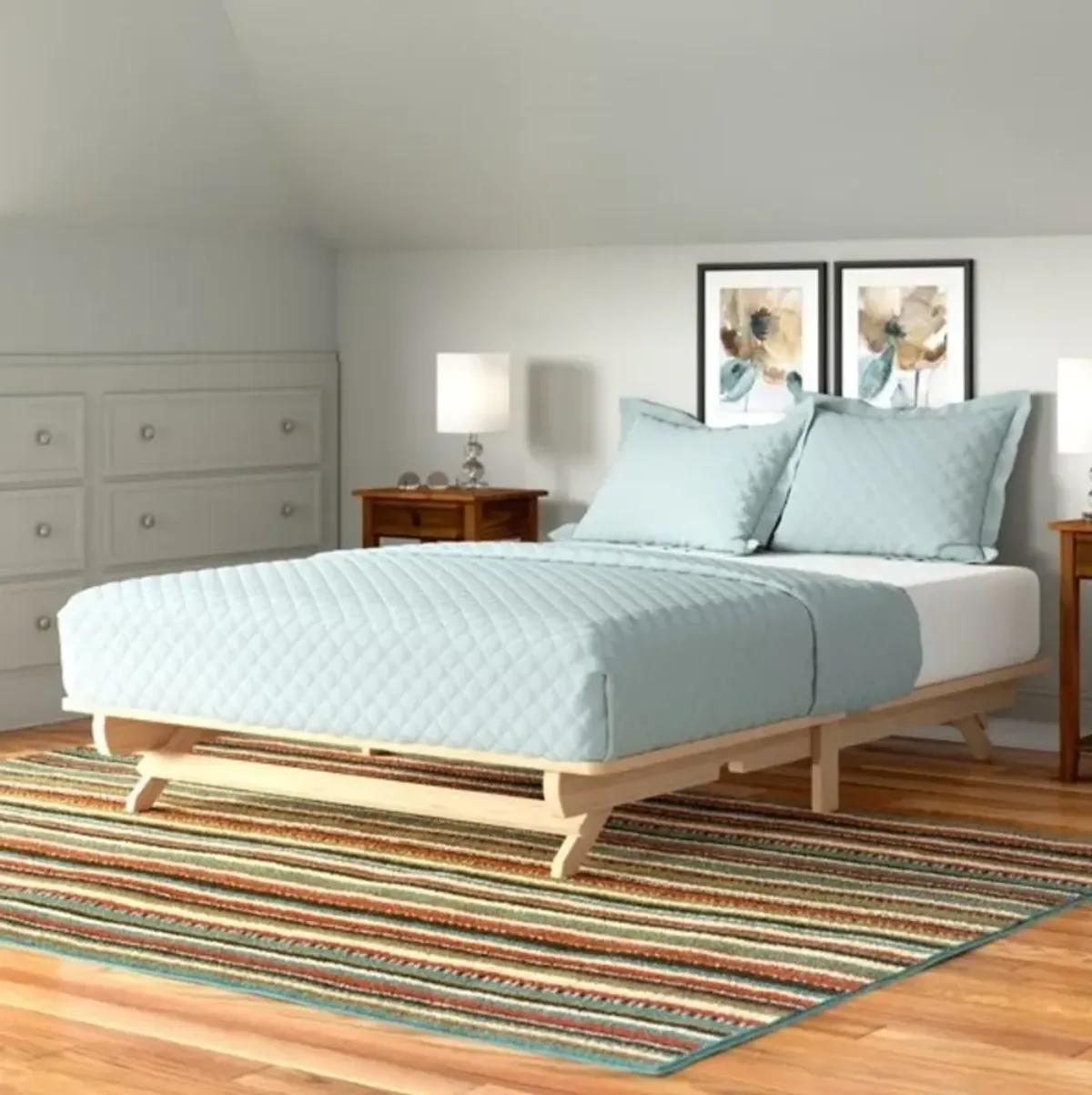 Hivvago Farmhouse Queen Size Solid Wood Platform Bed Made in USA