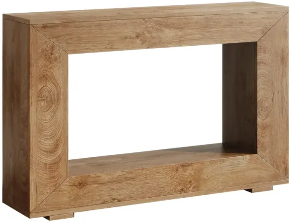 Sofa Console Table, 47 Inch Light Brown Wood Rectangular, Open Shelf