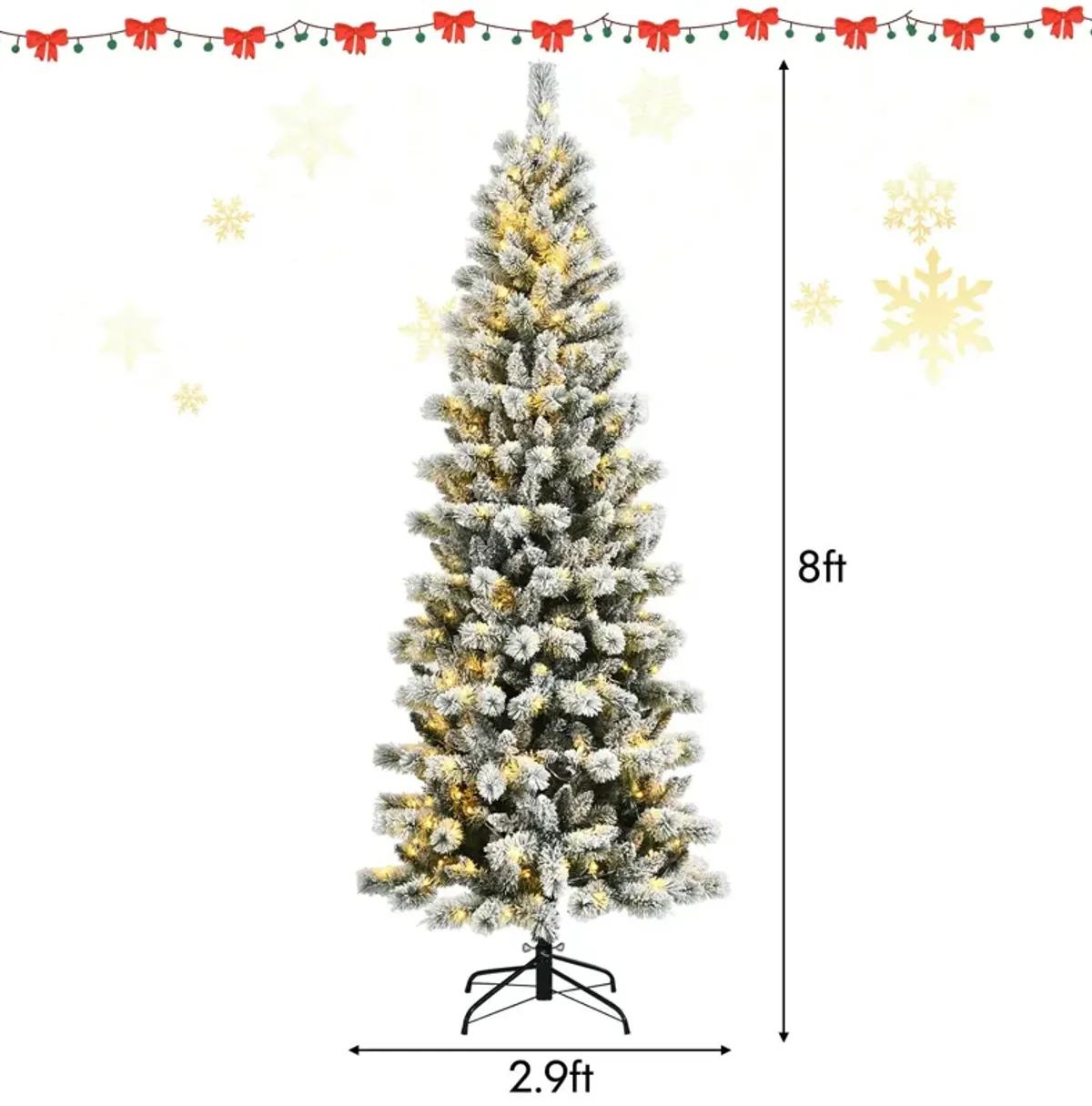 Pre-Lit Hinged Snow Flocked Christmas Tree with Remote Control