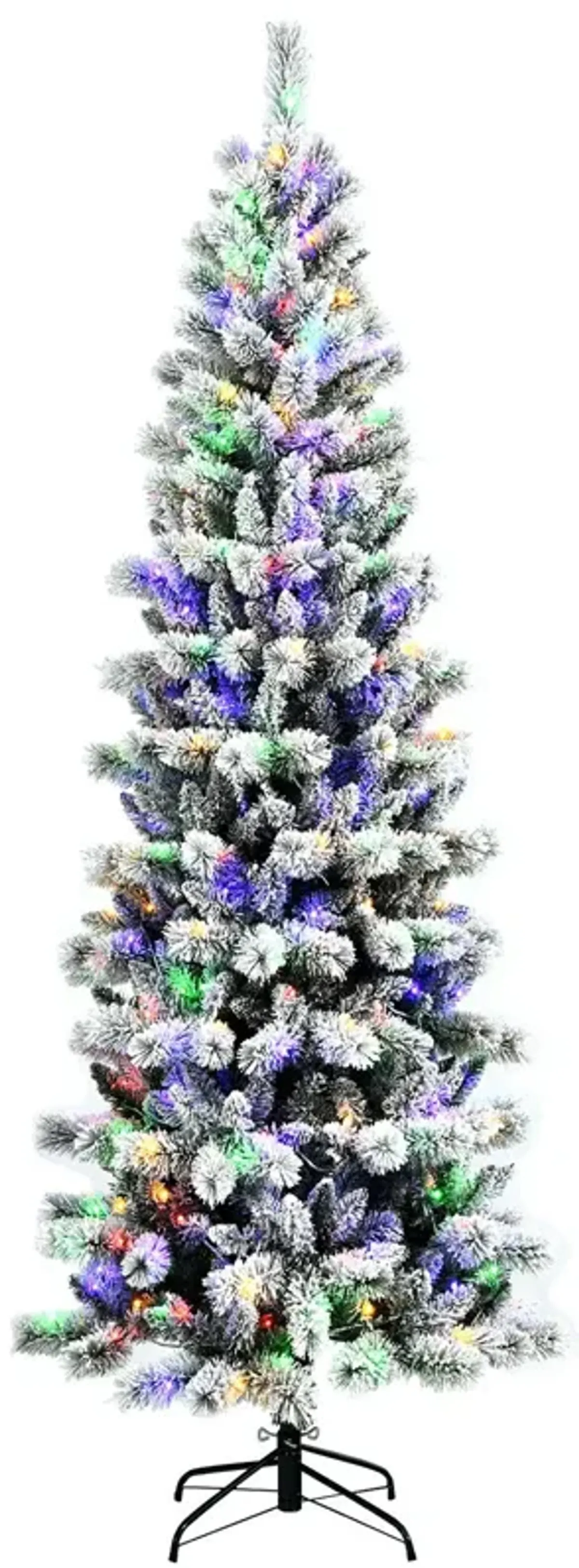 Pre-Lit Hinged Snow Flocked Christmas Tree with Remote Control