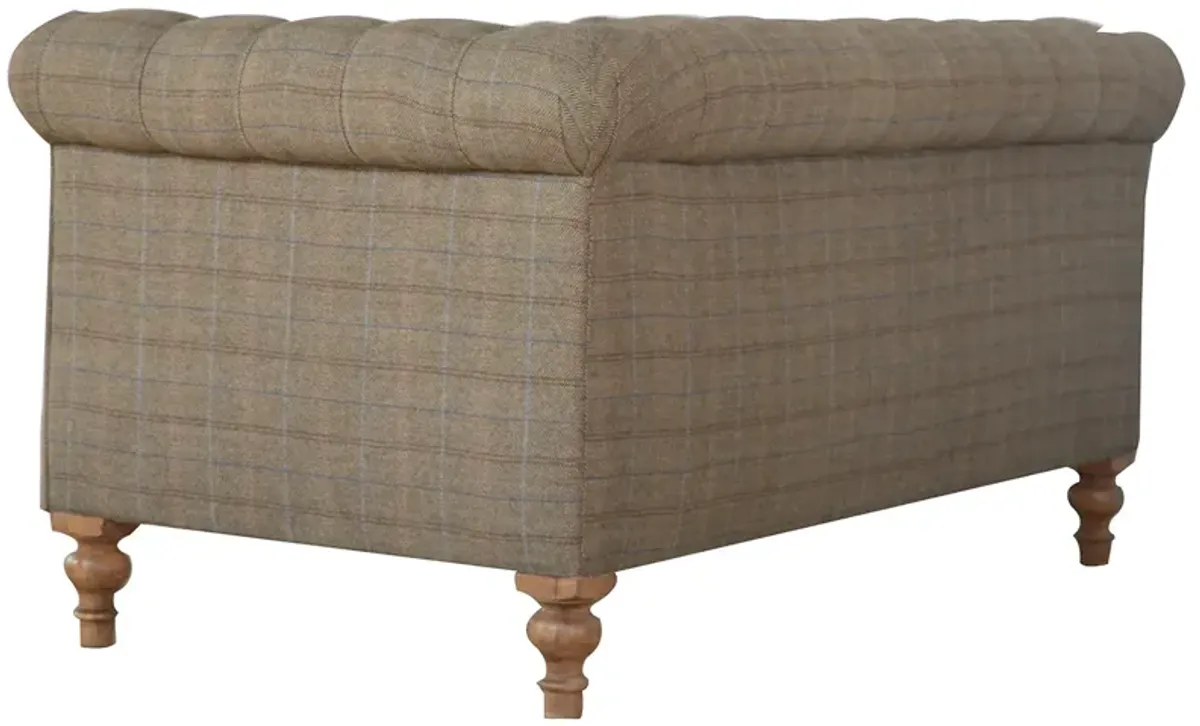 Multi Tweed 2 Seater Chesterfield Sofa Solid Wood