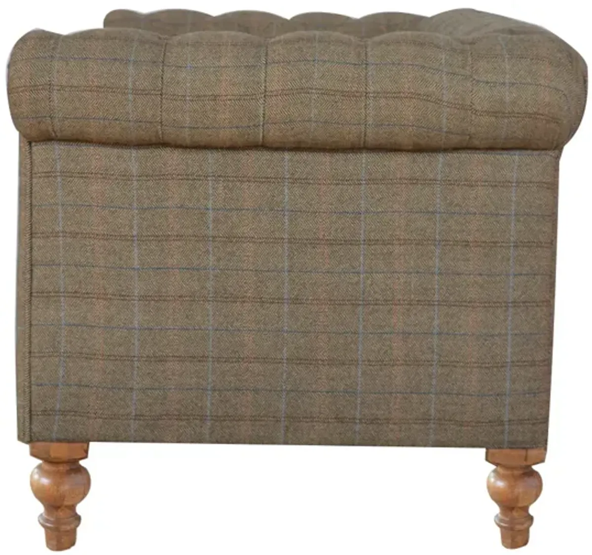 Multi Tweed 2 Seater Chesterfield Sofa Solid Wood