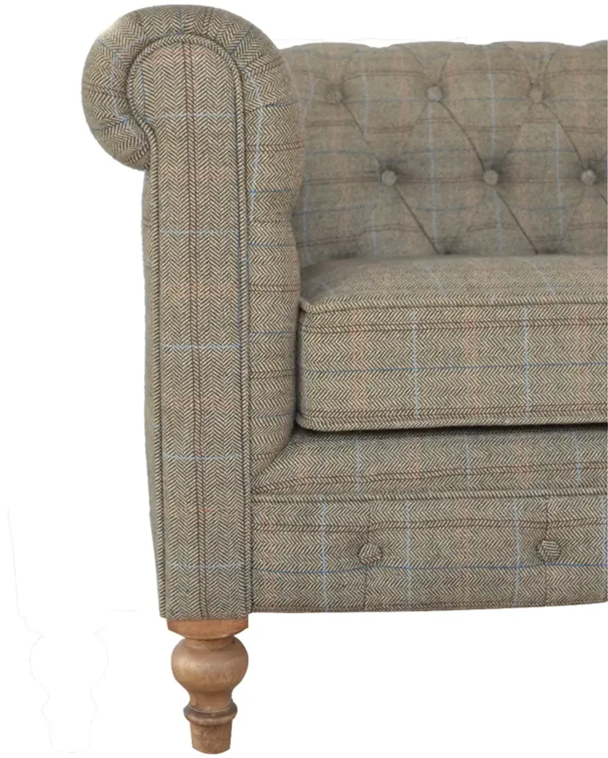 Multi Tweed 2 Seater Chesterfield Sofa Solid Wood