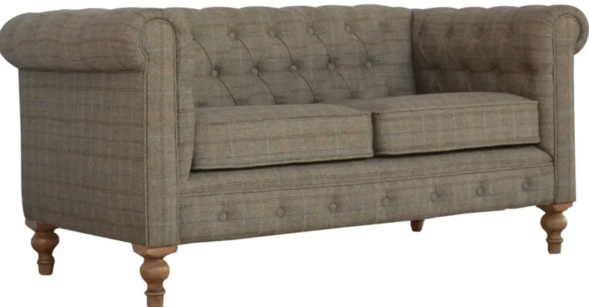 Multi Tweed 2 Seater Chesterfield Sofa Solid Wood