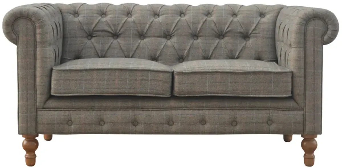 Multi Tweed 2 Seater Chesterfield Sofa Solid Wood