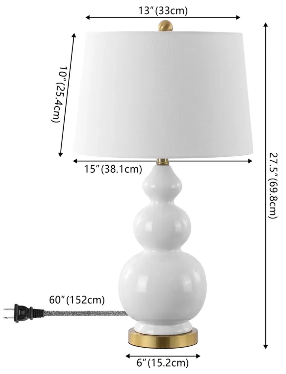 Bowen Contemporary Transitional Ceramic Gourd LED Table Lamp