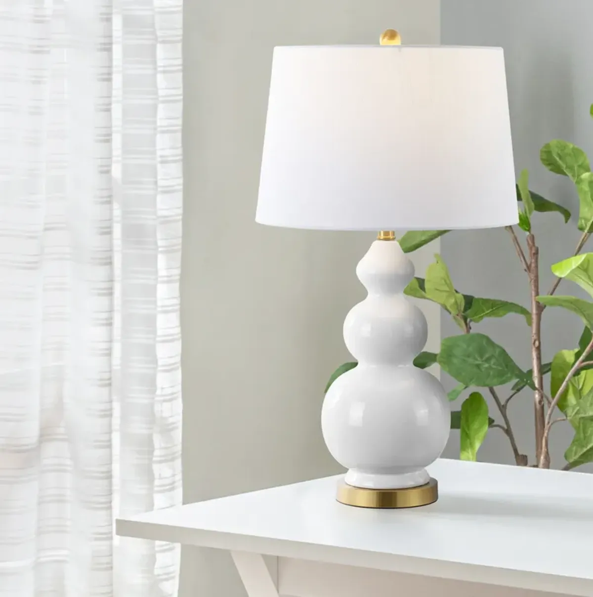 Bowen Contemporary Transitional Ceramic Gourd LED Table Lamp