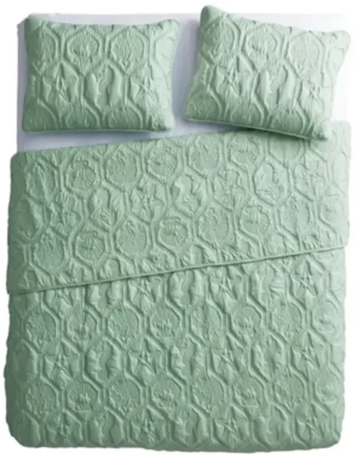 Coastal Beach Starfish Seashells Seahorse 3-Piece Quilt Set