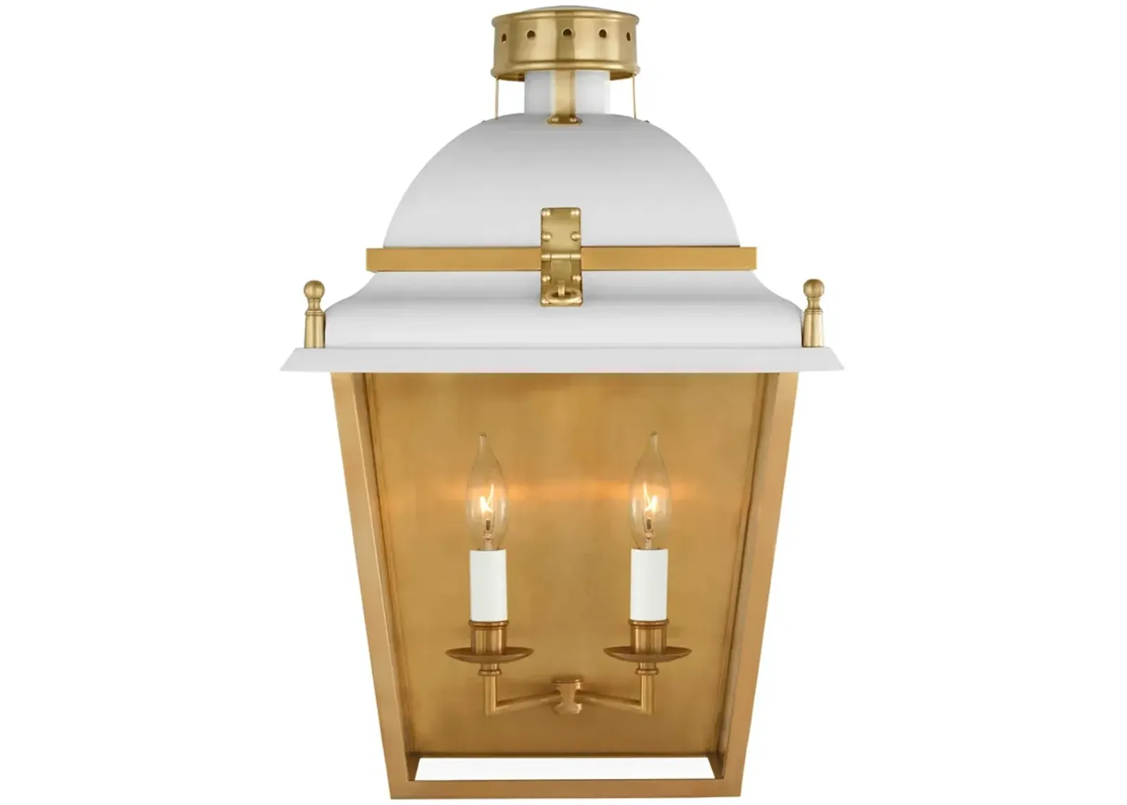 Coventry Large Wall Lantern in White and Antique-Burnished Brass