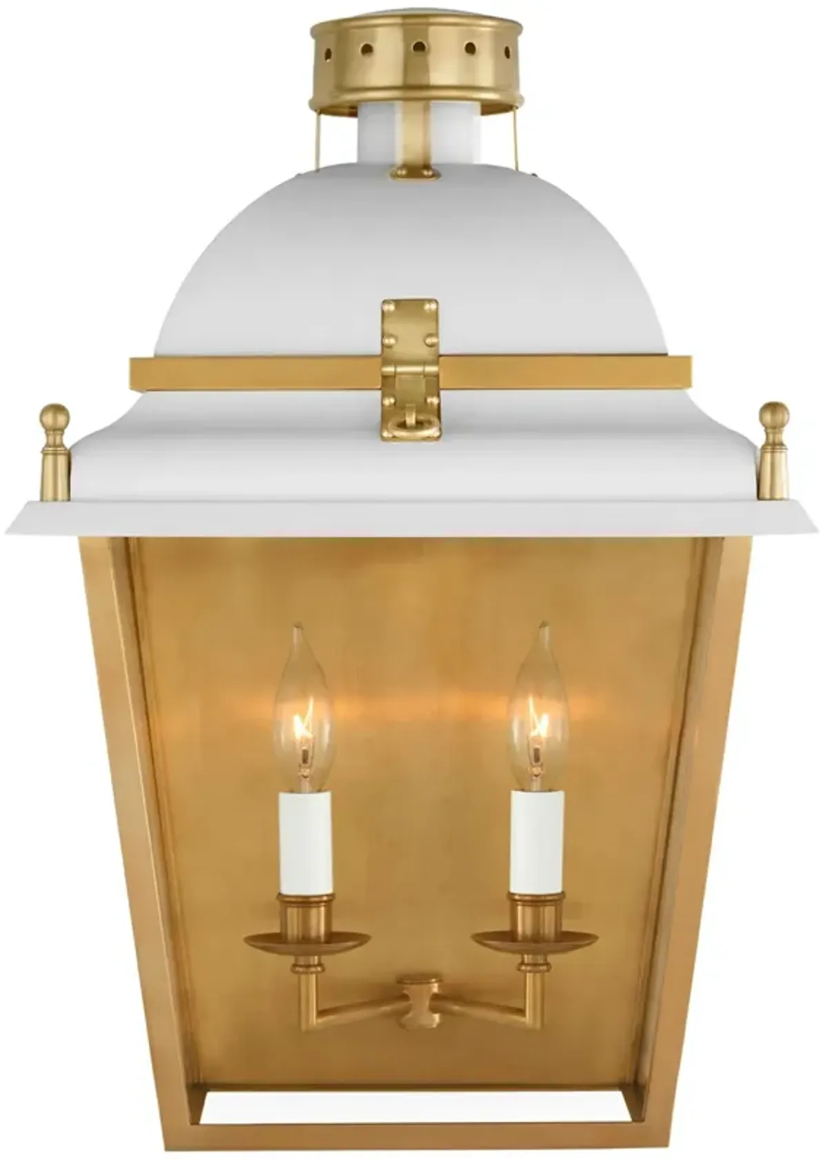 Coventry Large Wall Lantern in White and Antique-Burnished Brass