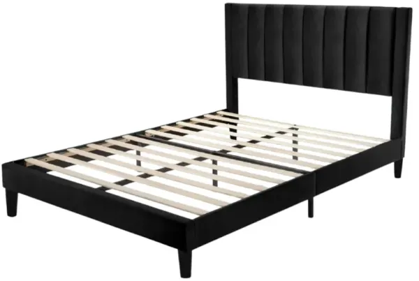 Velvet Upholstered Platform Bed Frame with Headboard