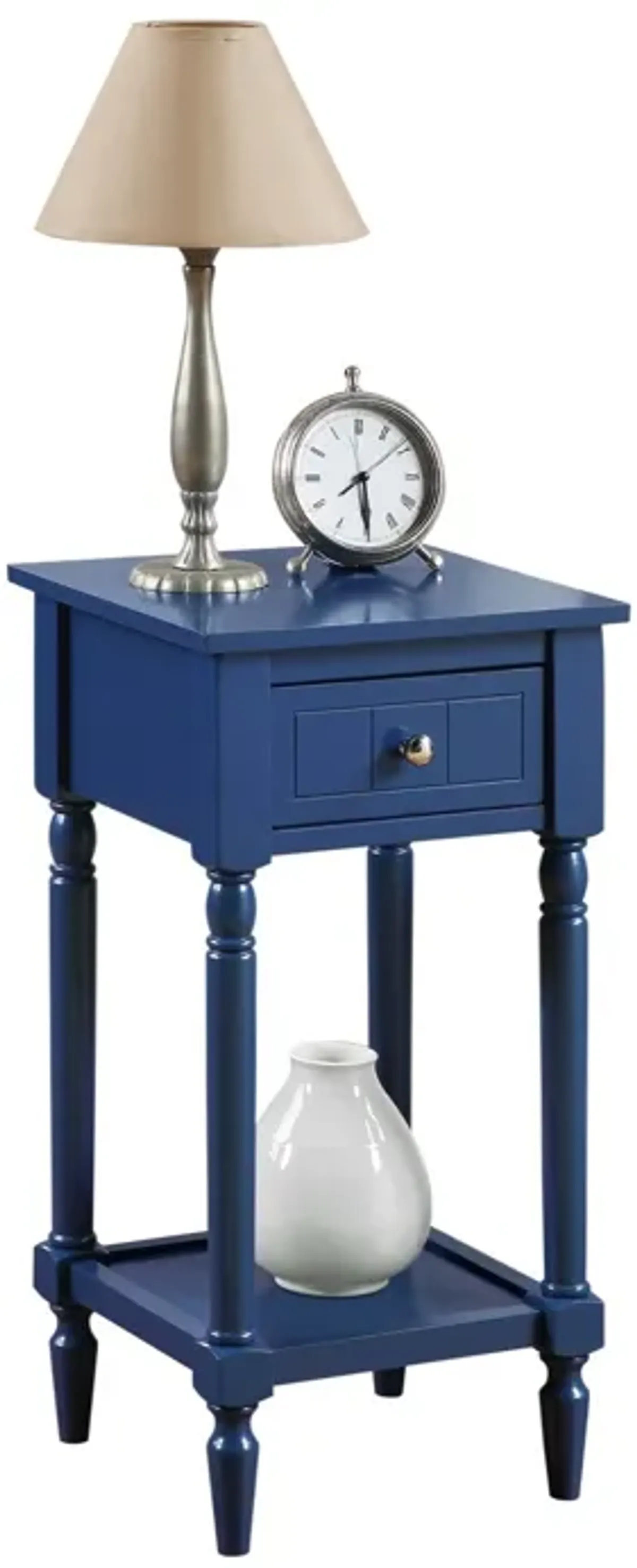 Convenience Concepts French Country Khloe 1 Drawer Accent Table with Shelf, Cobalt Blue