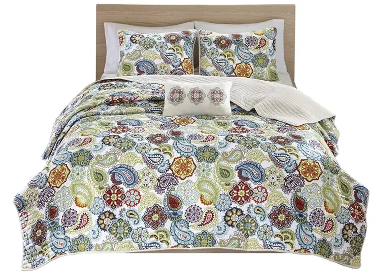 Gracie Mills Rhydian Reversible Paisley Quilt Set with Throw Pillow