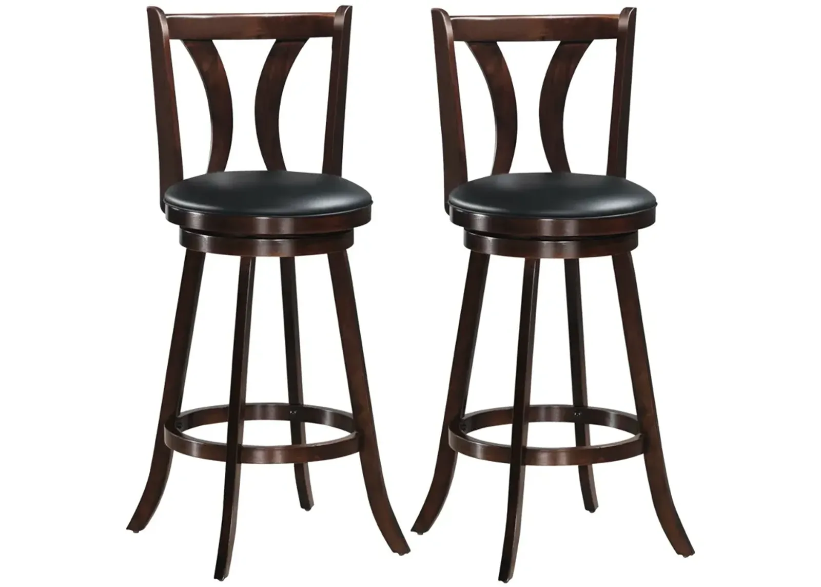 Set of 2 Swivel Bar Stools 29.5 Inch Bar Height Chairs with Rubber Wood Legs