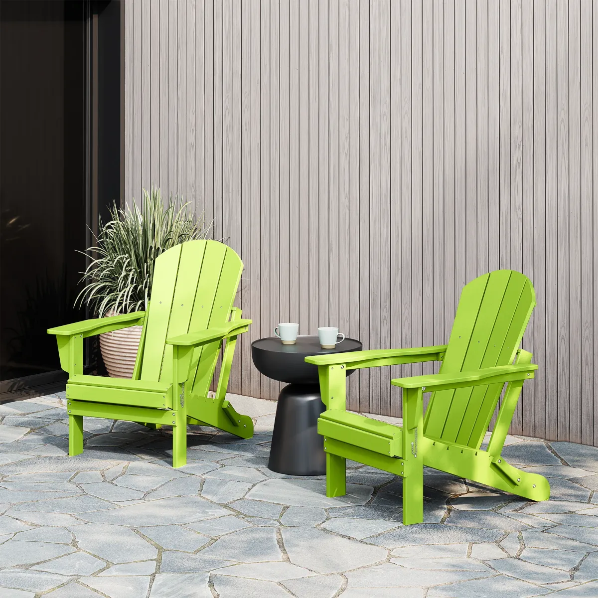 WestinTrends Westintrends 2 piece set outdoor folding Poly Adirondack chair