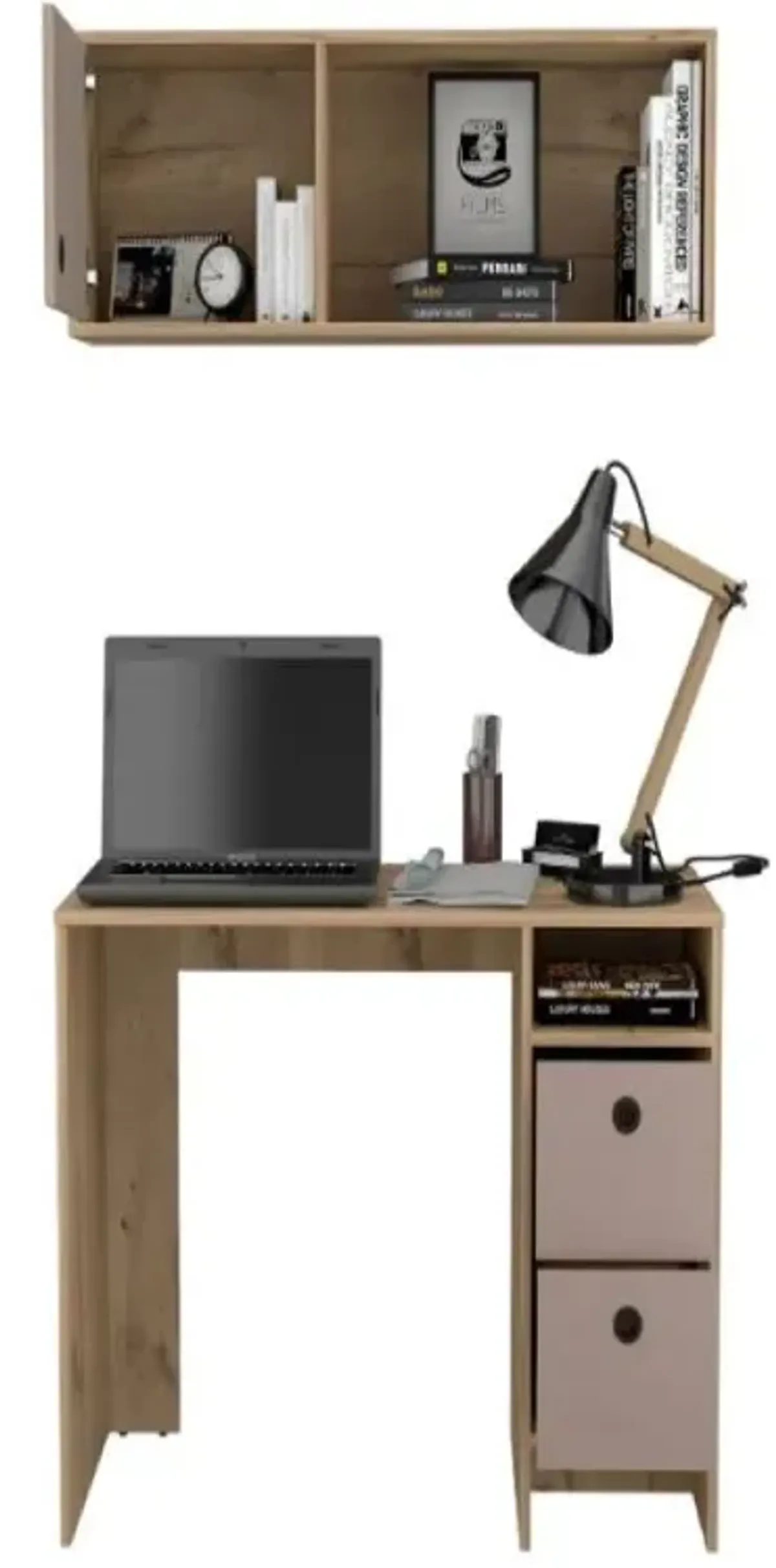 Office Set Budest, Office, Light Oak / Taupe