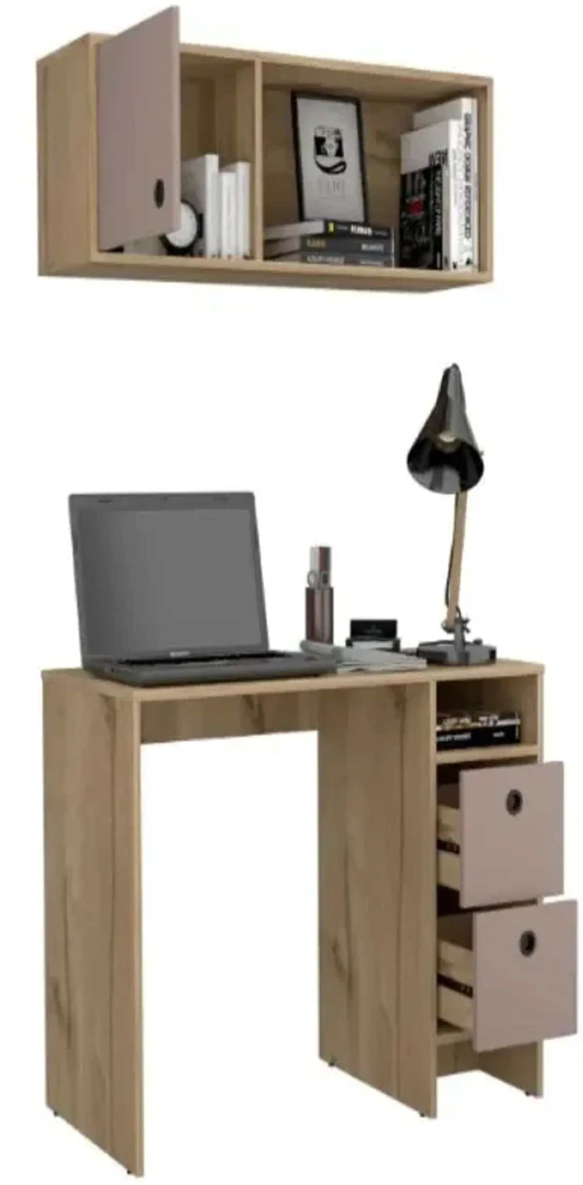 Office Set Budest, Office, Light Oak / Taupe