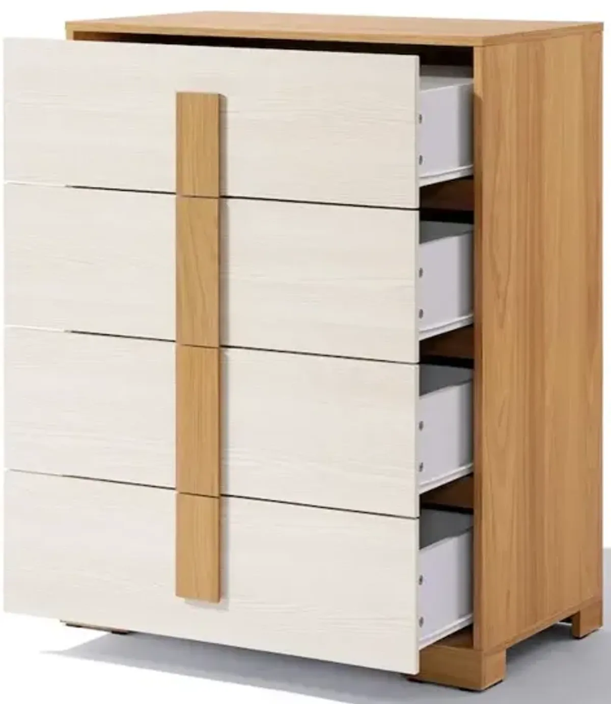 LuxenHome Natural and White 40.9-Inch Tall 4-Drawer Chest