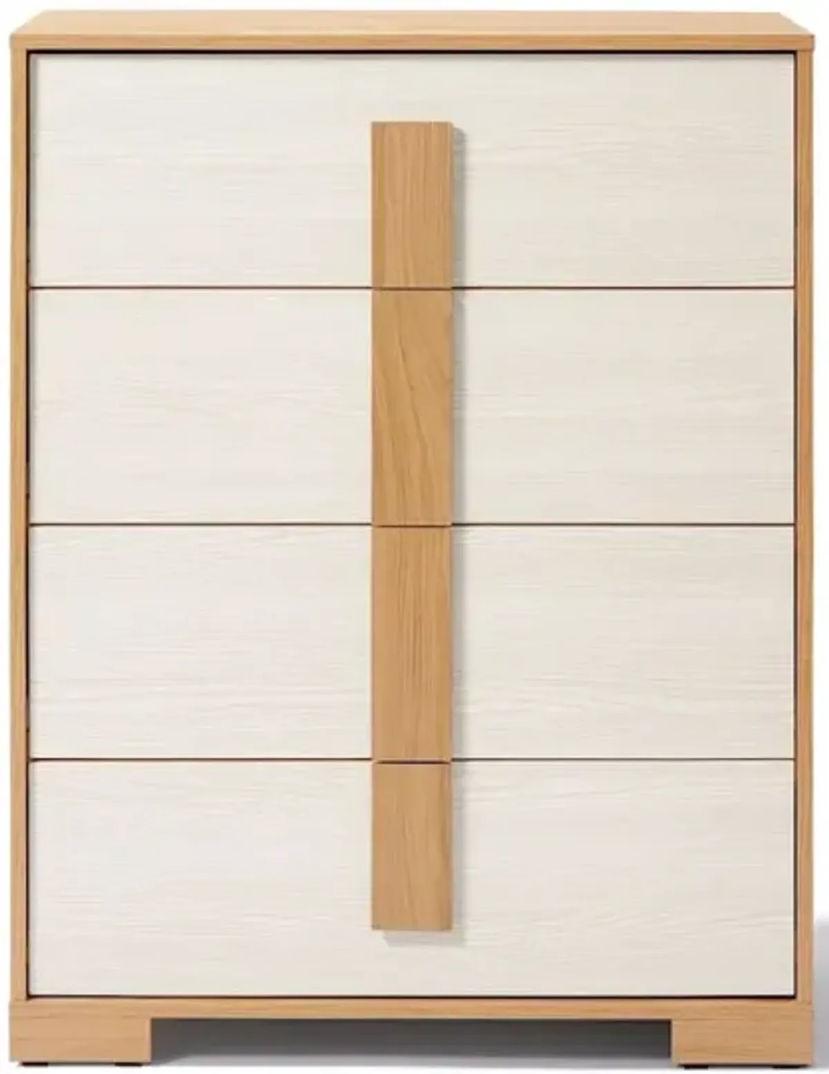 LuxenHome Natural and White 40.9-Inch Tall 4-Drawer Chest