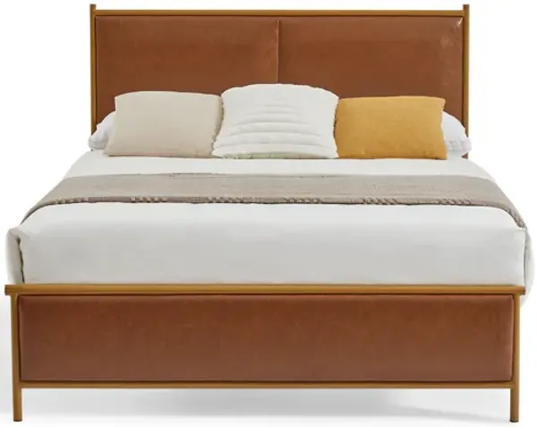 Elegant Full-Size Bed with Coffee-Themed Backrest