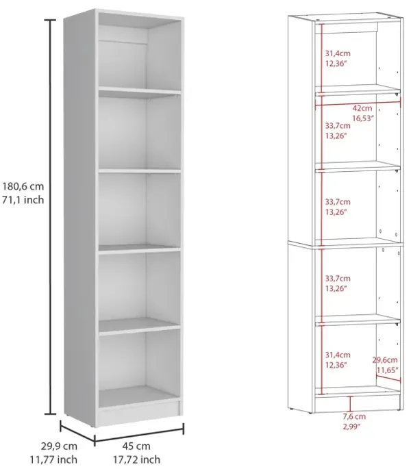 Benzoni Slim 2 Piece Living Room Set With 2 Bookcases, White