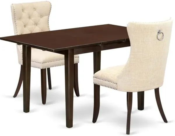 3 Piece Dining Table Set Contains a Rectangle Kitchen Table with Butterfly Leaf