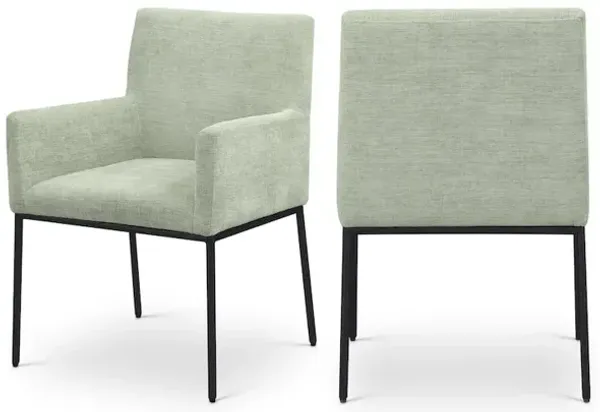Meridian Furniture Reeves Mint Chenille Fabric Dining Chair, Set of 2