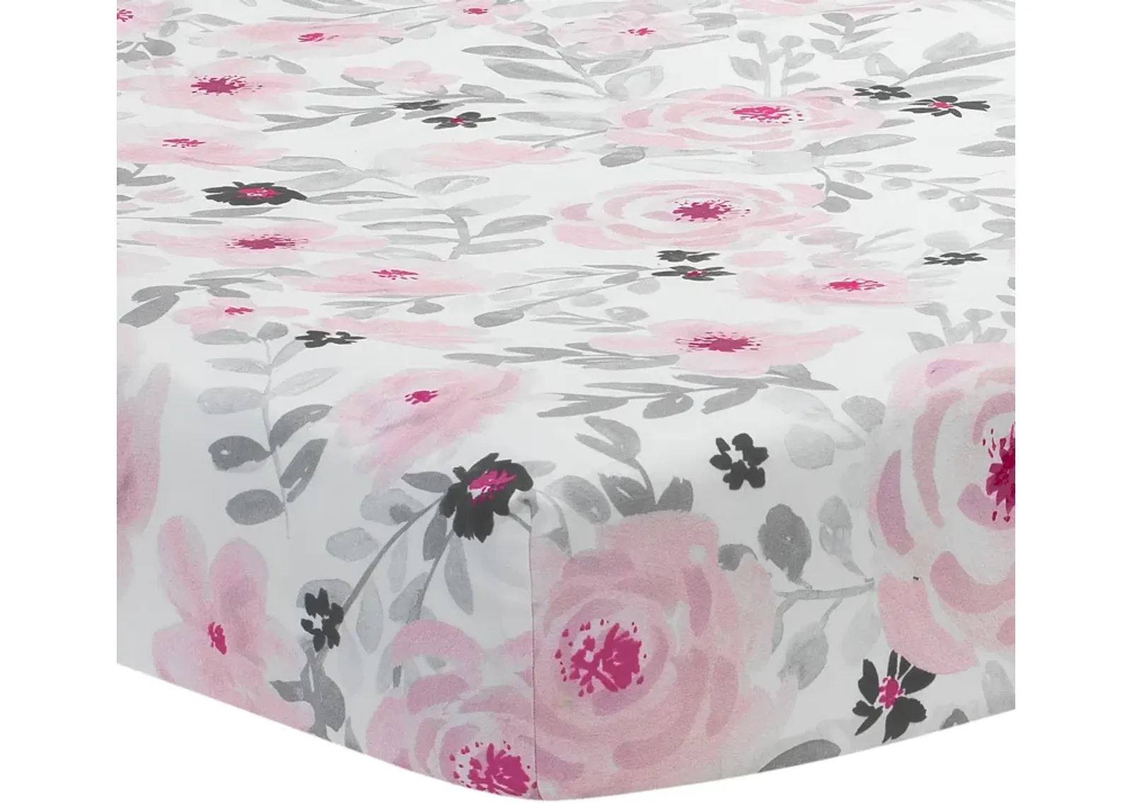 Bedtime Originals Blossom Fitted Mini Crib Sheet - Pink, Gray, White, Floral