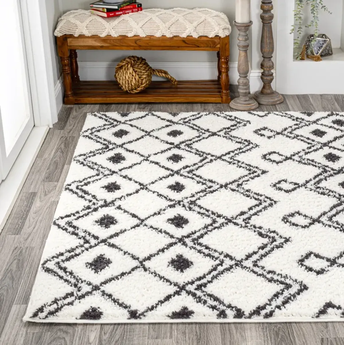 Caimari Moroccan Diamond Shag Area Rug