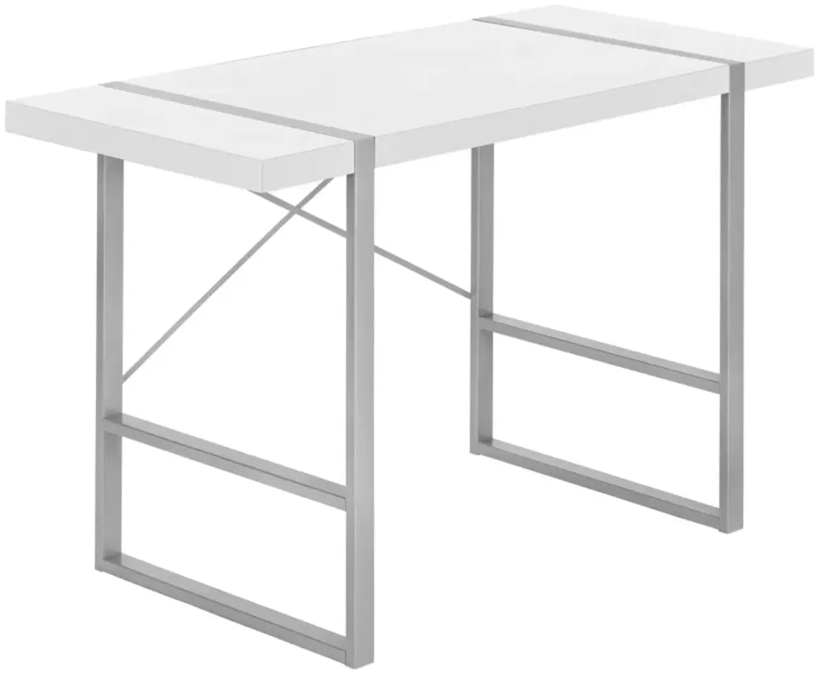 Monarch Specialties I 7663 Computer Desk, Home Office, Laptop, 48"L, Work, Metal, Laminate, White, Grey, Contemporary, Modern