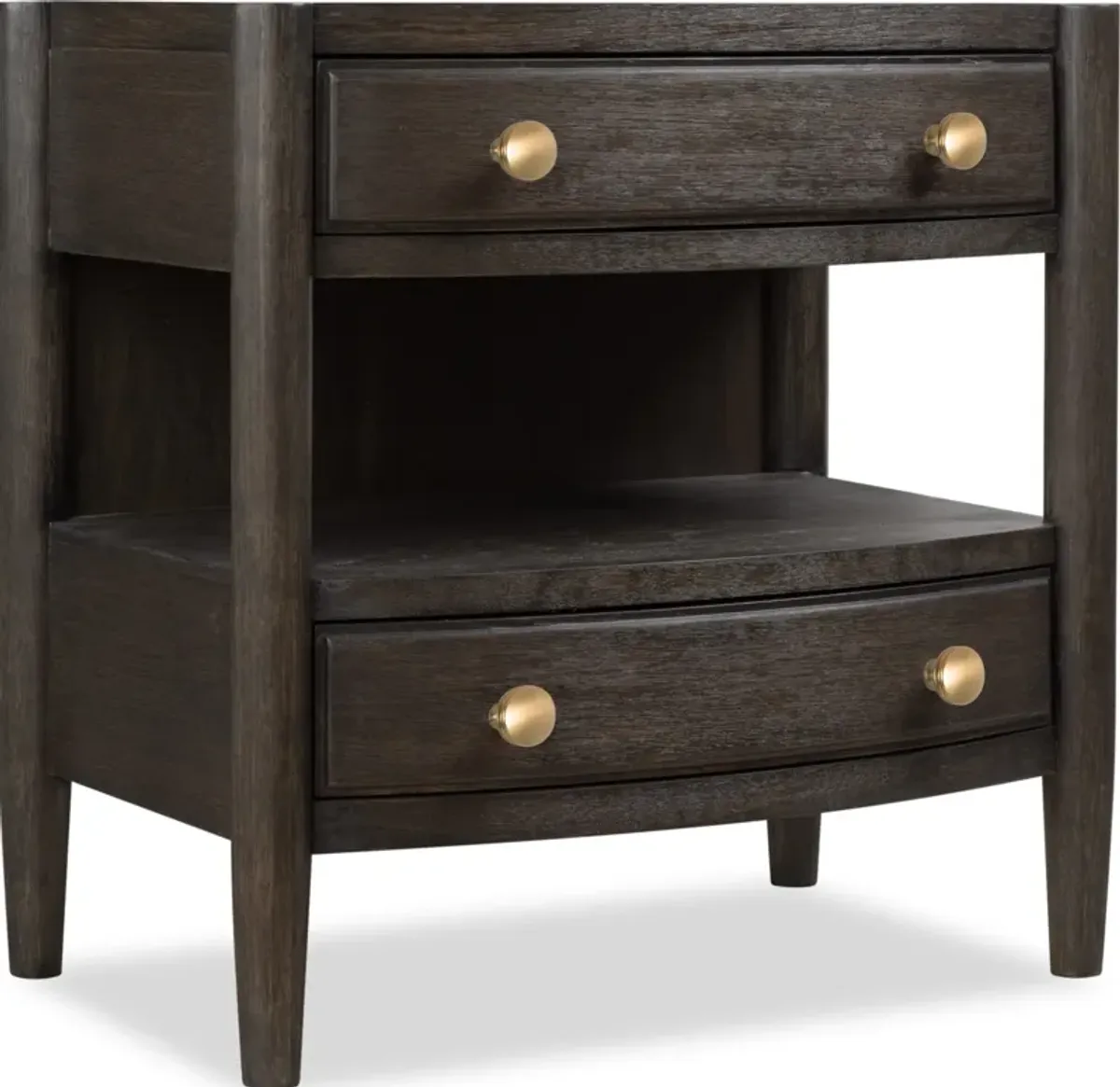 Rockport Two Drawer One Shelf Oak Wood Nightstand in Yin