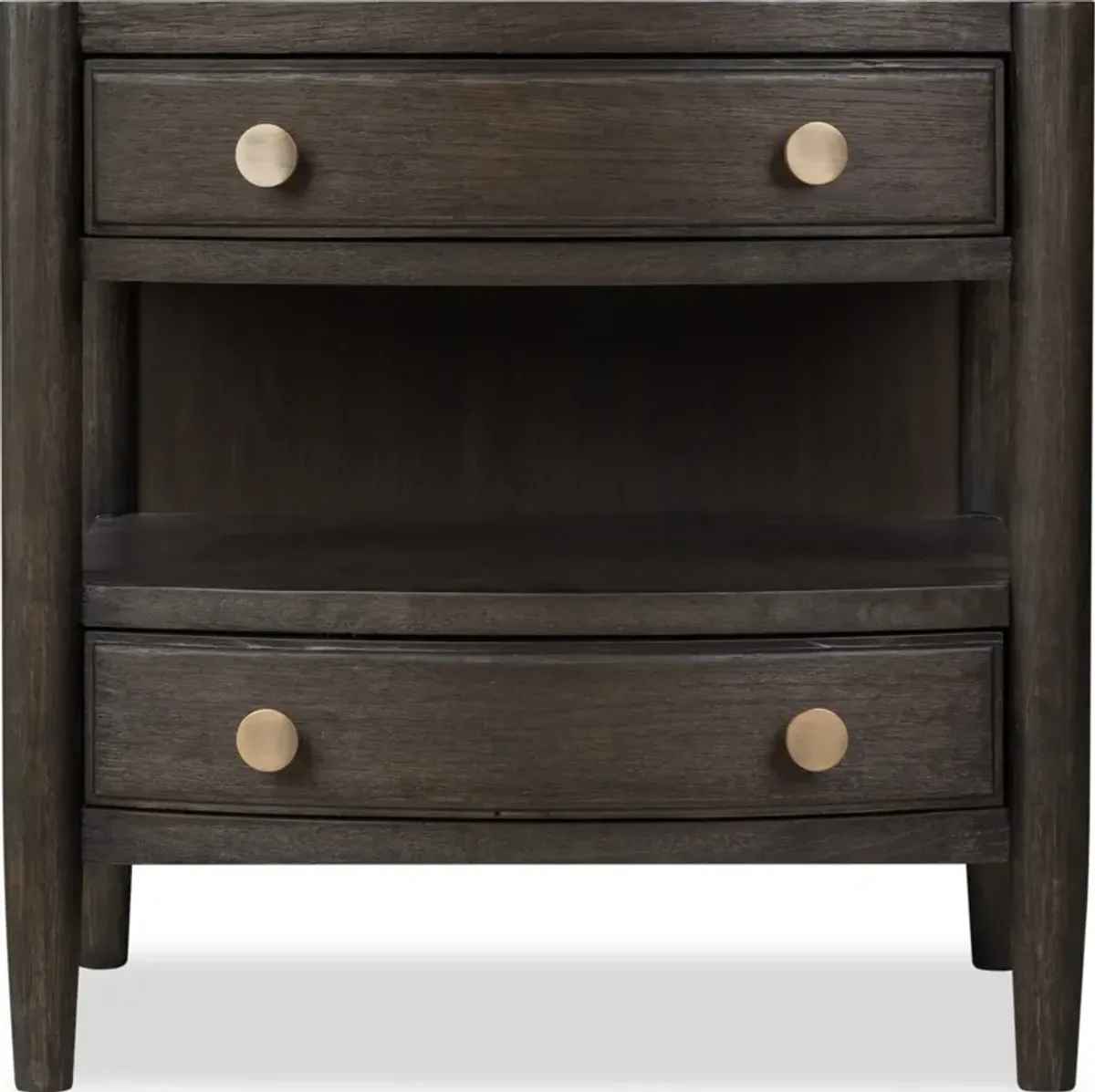 Rockport Two Drawer One Shelf Oak Wood Nightstand in Yin