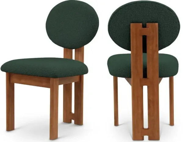 Meridian Furniture Napa Green Boucle Fabric Dining Chair, Set of 2