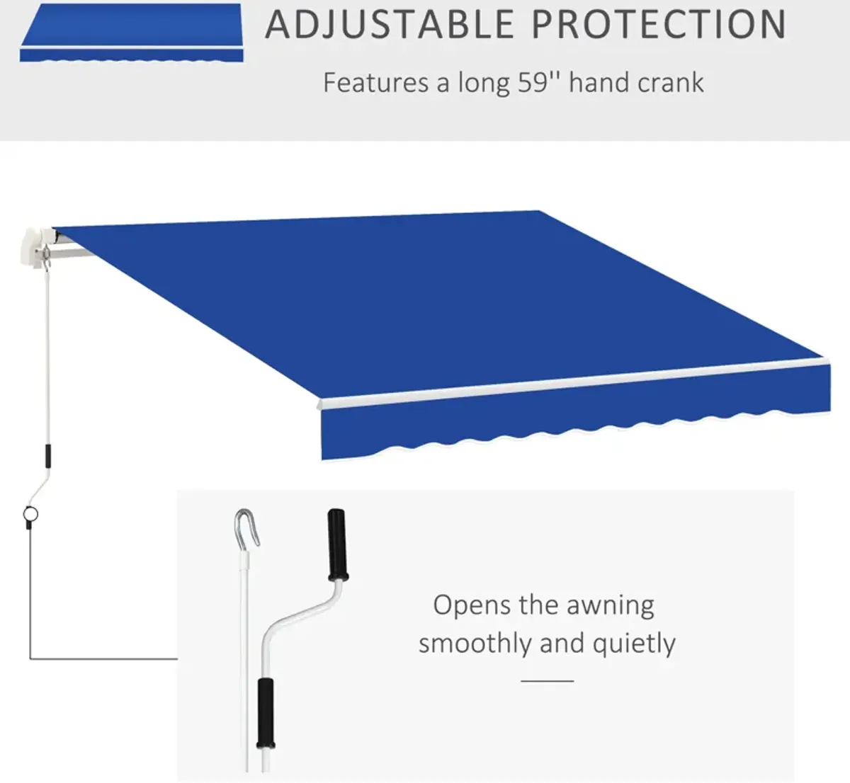 Outsunny 8' x 7' Patio Retractable Awning, Manual Exterior Sun Shade Deck Window Cover, Blue