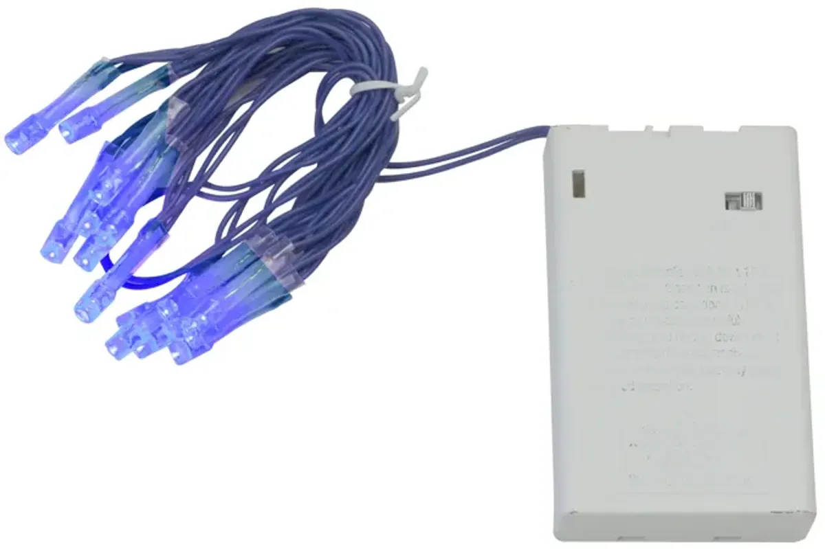 15 Battery Operated Blue Micro LED Christmas Lights - 4.8 ft Blue Wire