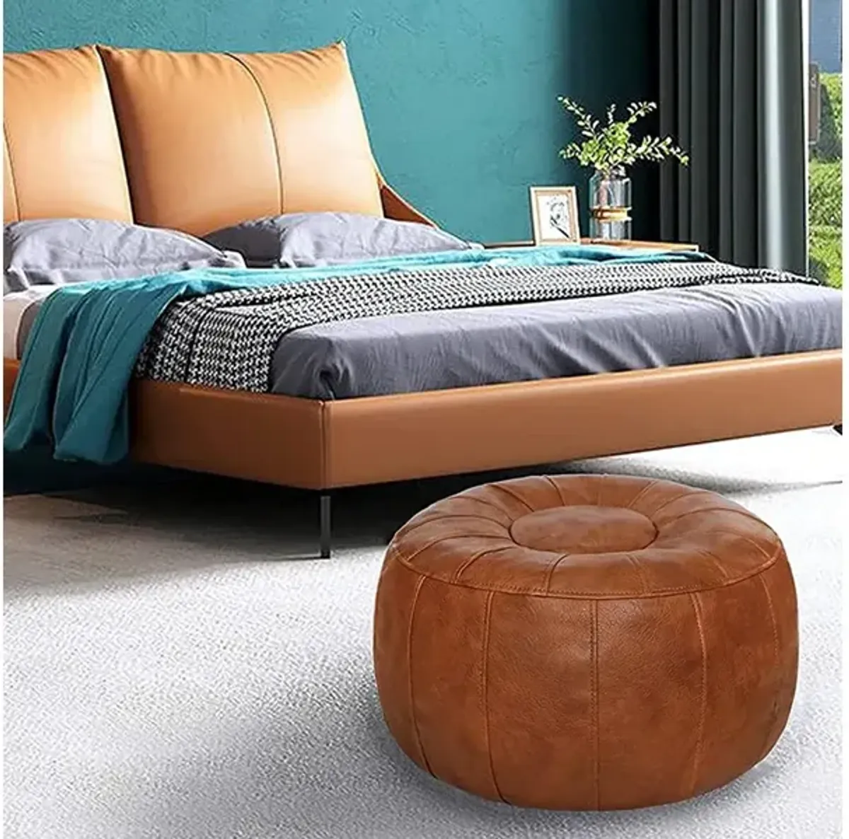 Thgonwid Ottoman Seat Faux Leather Large Storage Bean Bag