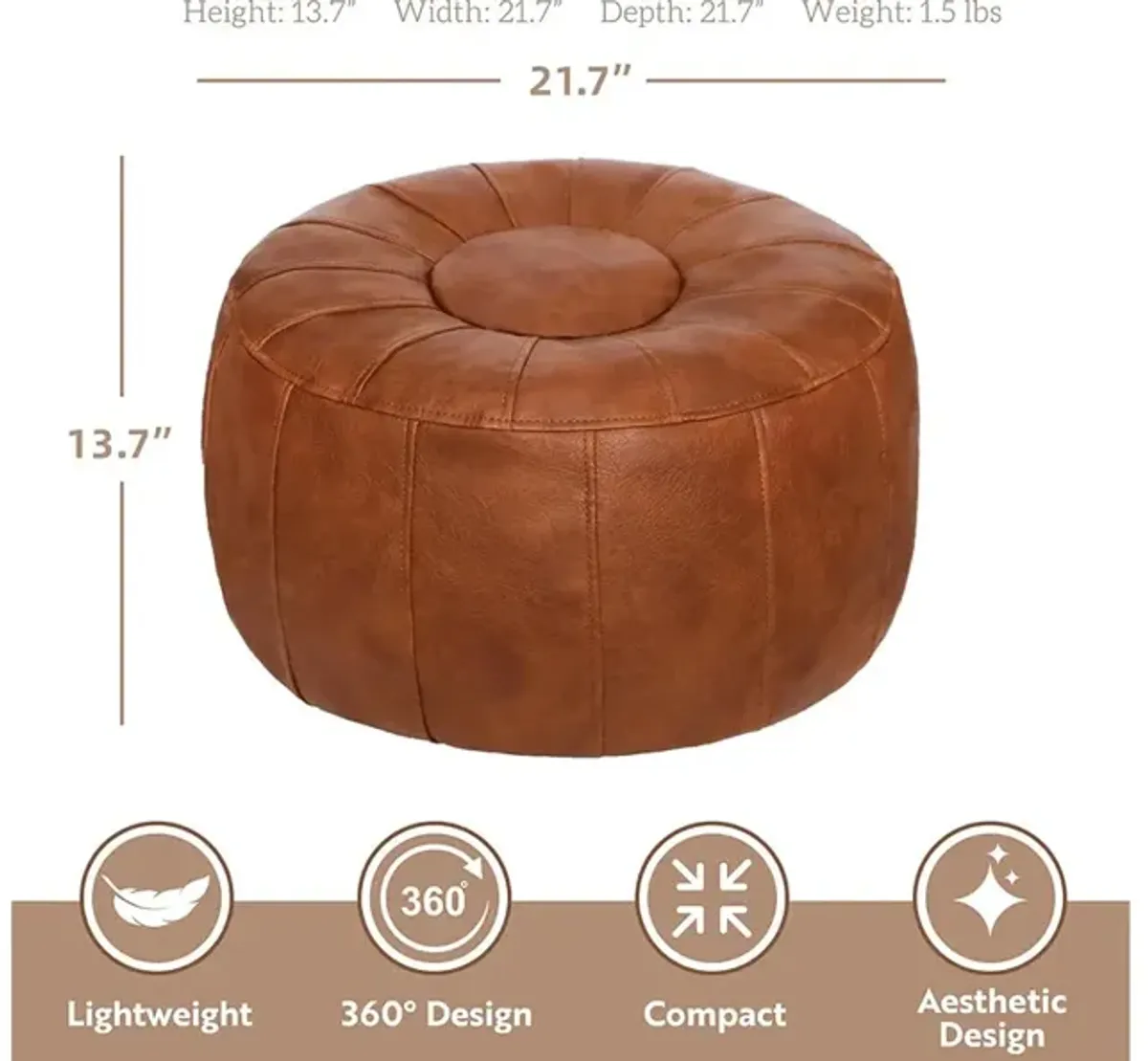 Thgonwid Ottoman Seat Faux Leather Large Storage Bean Bag