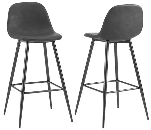 Weston 2Pc Bar Stool Set Distressed Black/Matte Black - 2 Stools