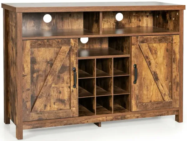 Farmhouse Sideboard with Detachable Wine Rack and Cabinets-Rustic Brown