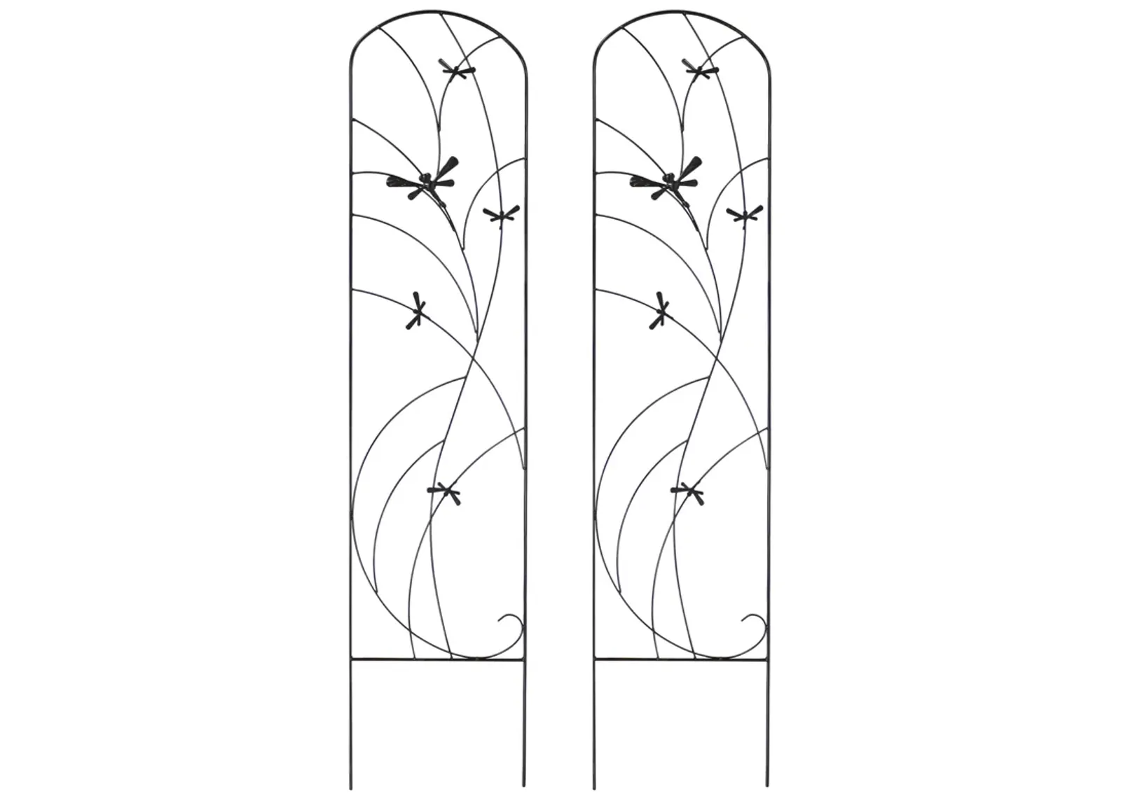 Sunnydaze 55 in Steel Dragonfly Delight Garden Plant Trellis - Set of 2