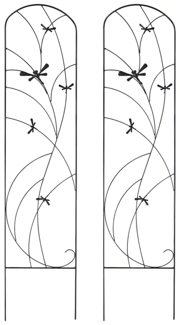 Sunnydaze 55 in Steel Dragonfly Delight Garden Plant Trellis - Set of 2