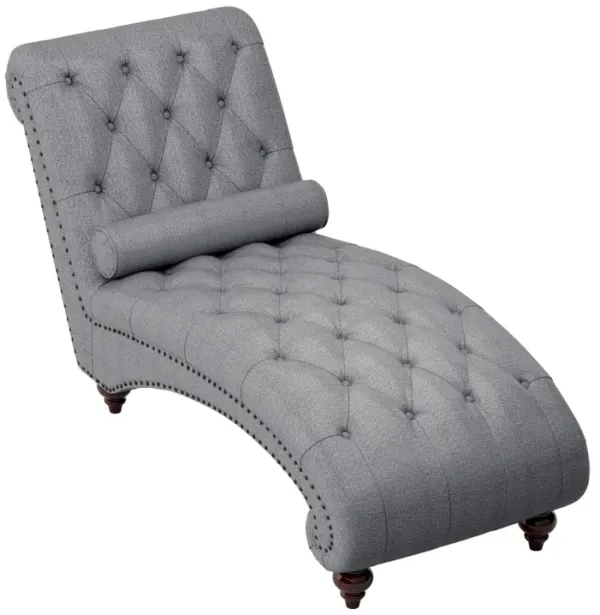 Modern Stylish Gray Color 1pc Chaise Button-Tufted Nailhead Trim w Bolster Pillow Comfortable Living Room Furniture Solid wood and Plywood Frame