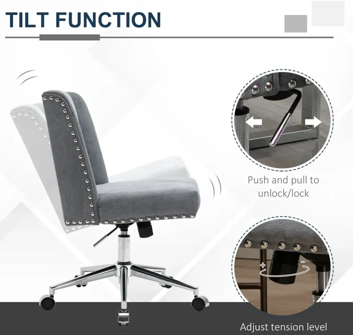 Gray Task Chair: Mid Back Office Chair with Tilt and 360° Swivel